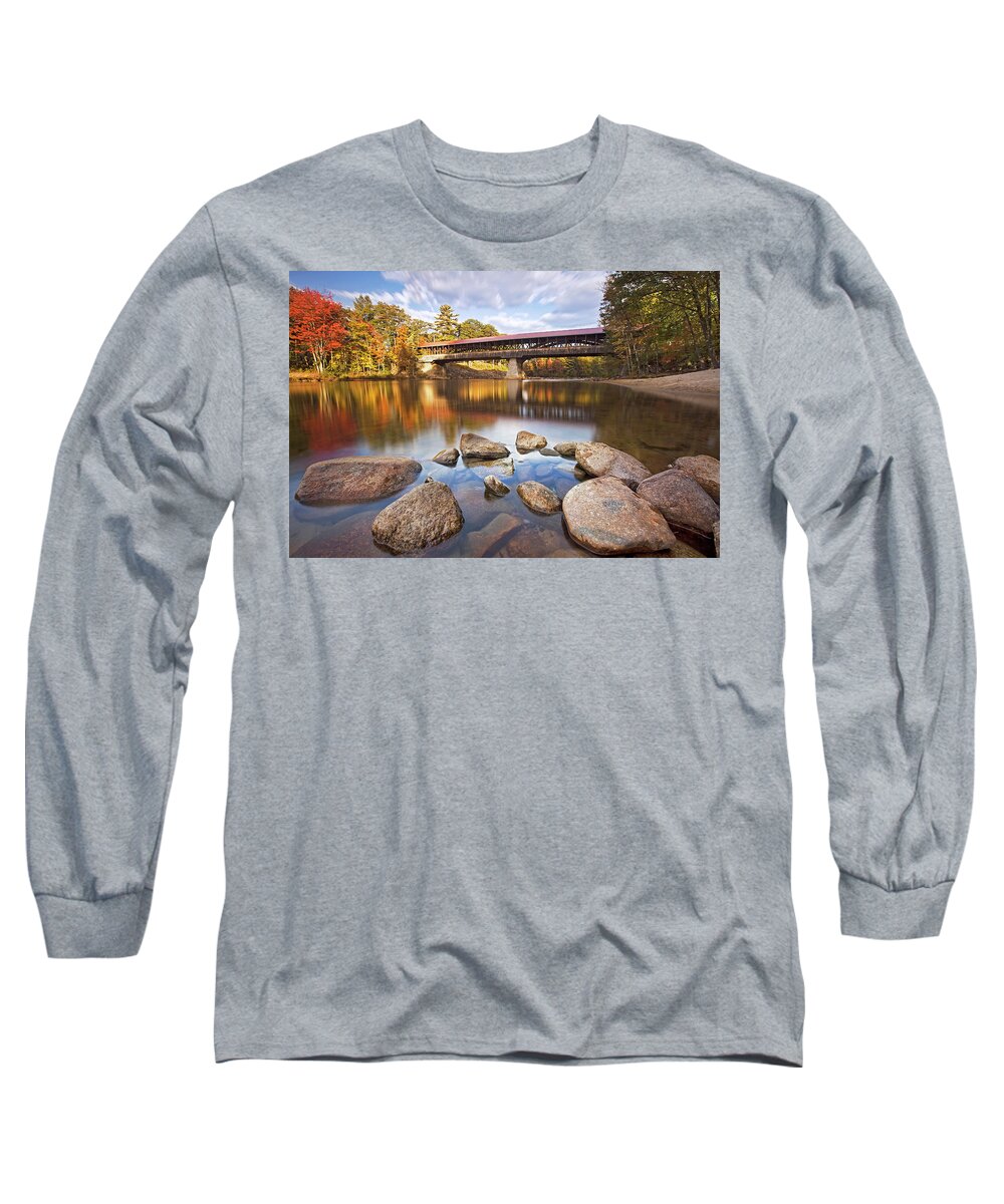 Saco River Bridge Long Sleeve T-Shirt featuring the photograph Saco River Bridge #1 by Eric Gendron