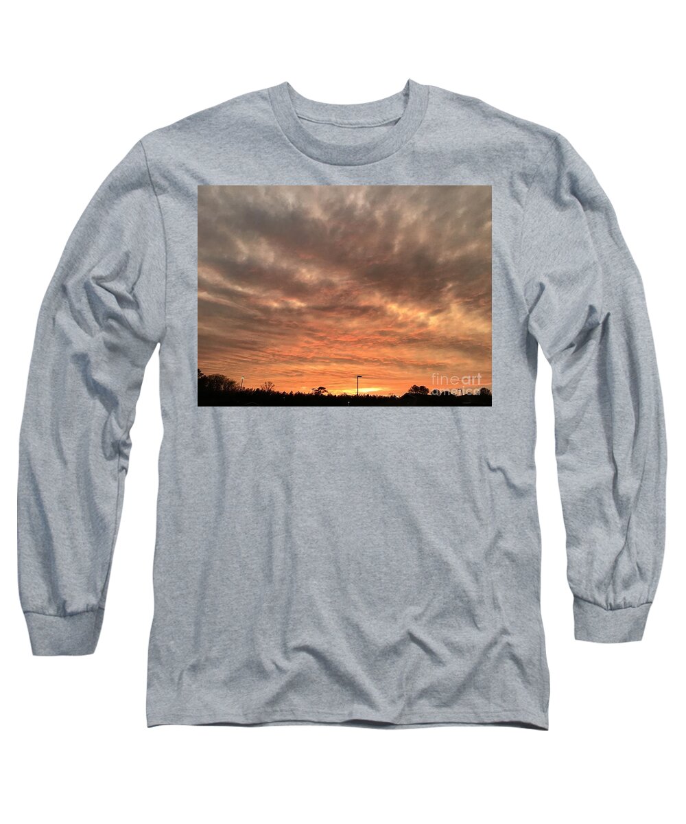 Sunset Long Sleeve T-Shirt featuring the photograph Smokey Sunset #1 by Catherine Wilson