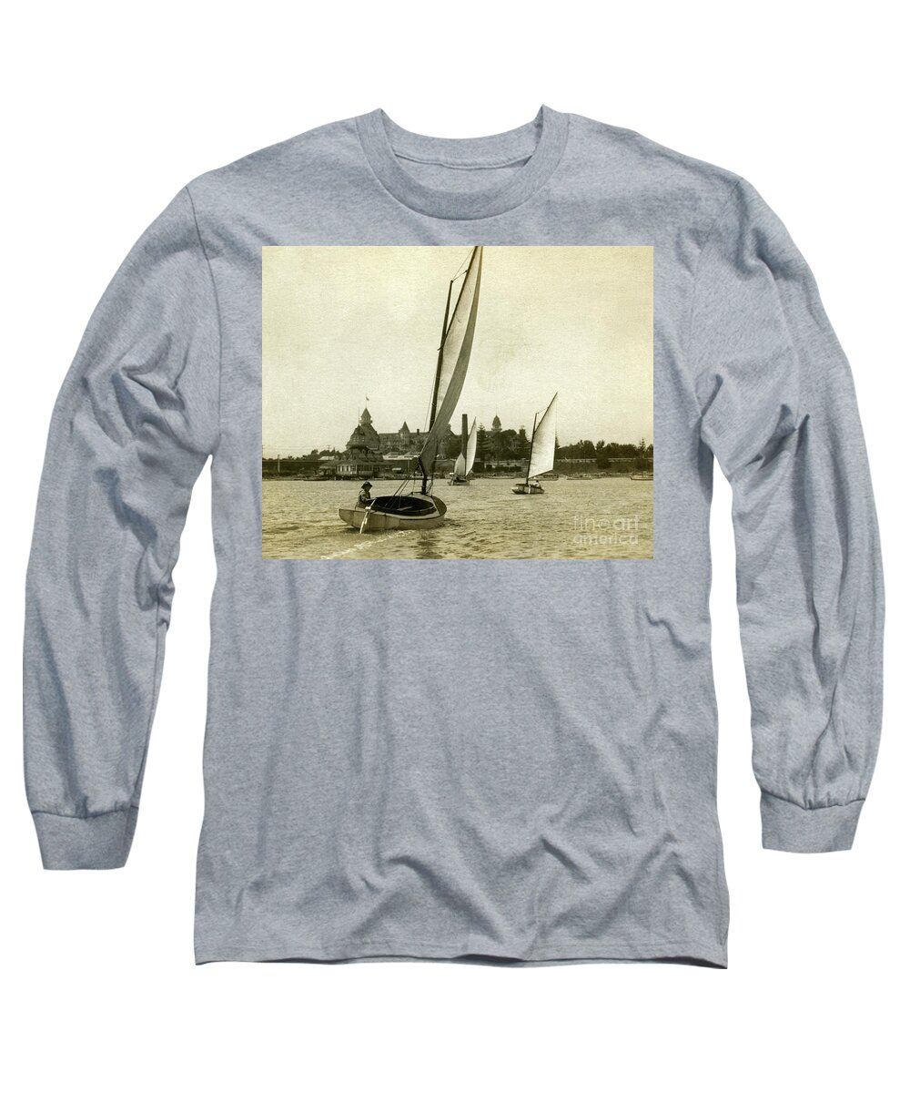 Glenn Mcnary Long Sleeve T-Shirt featuring the photograph 1900's Sailing Glorietta Bay by Glenn McNary