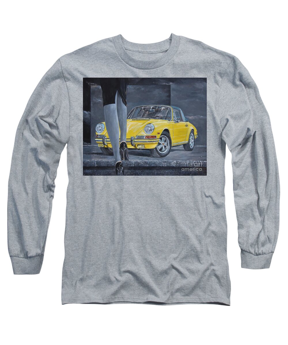 Porsche Painting Long Sleeve T-Shirt featuring the painting 1968 Porsche 911 Targa by Sinisa Saratlic