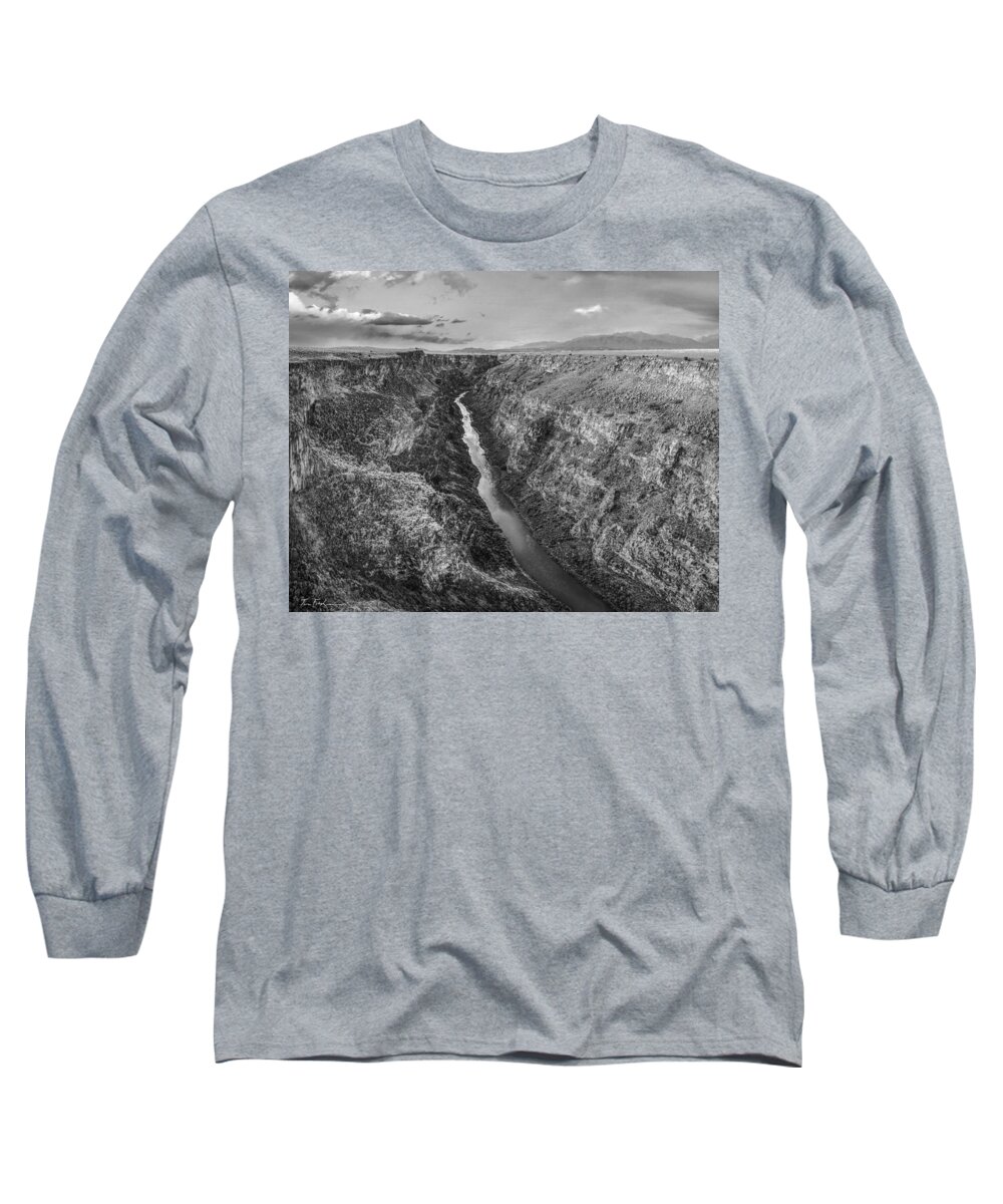 Landscape And Scenic Summer June July August America North Ameri Long Sleeve T-Shirt featuring the photograph Rio Grand Gorge near Taos, Rio Grande del #2 by Tim Fitzharris