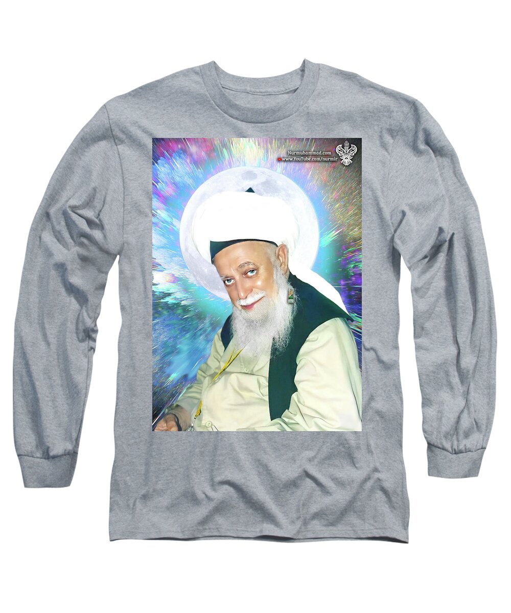  Long Sleeve T-Shirt featuring the digital art Shaykh Nazim - Eternally Welcome #2 by Sufi Meditation Center