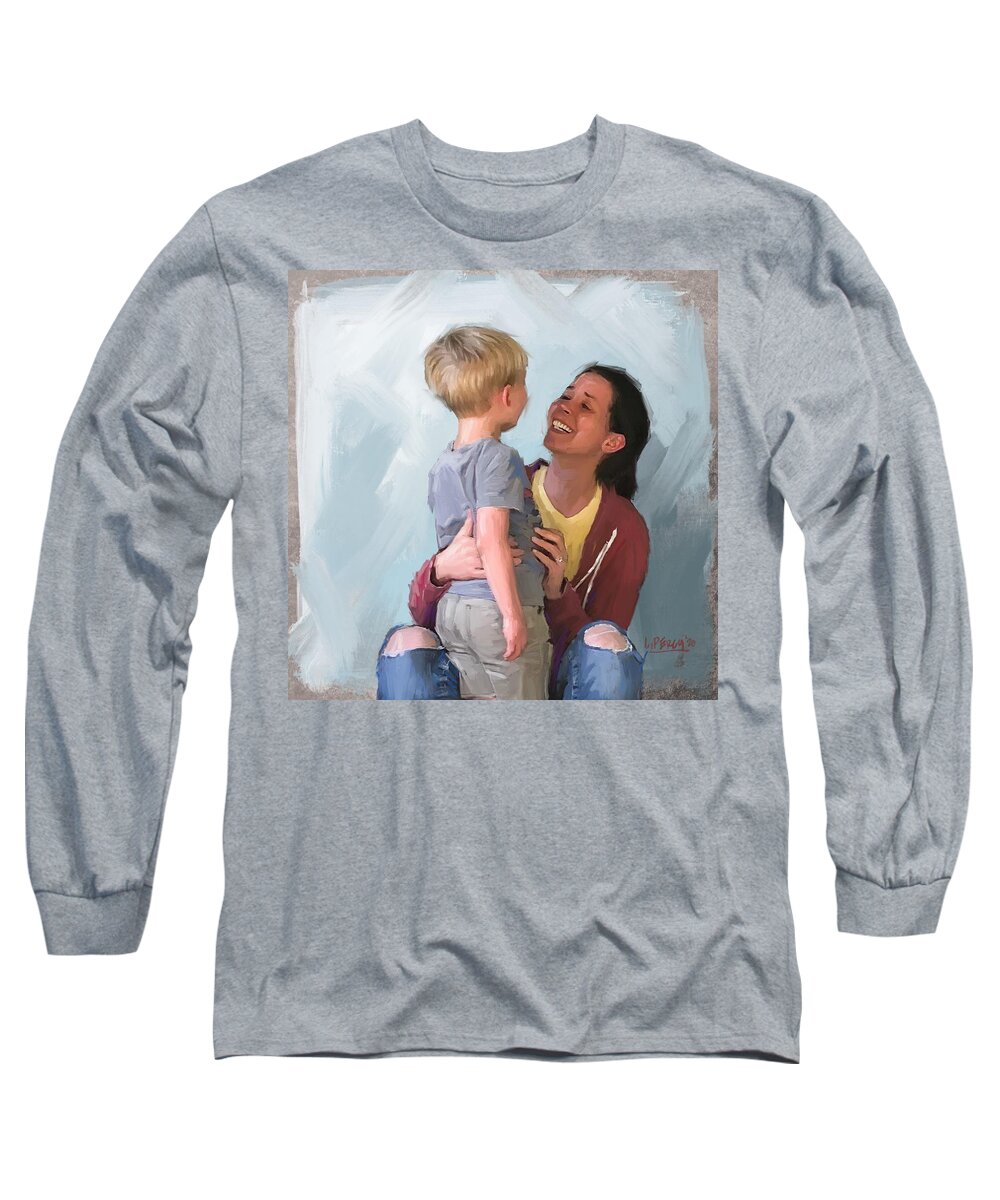  Long Sleeve T-Shirt featuring the painting A Flower For Mother by Lee Percy