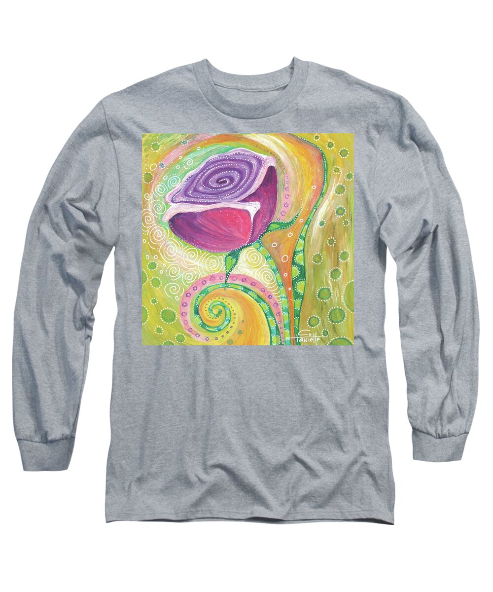 Rose Long Sleeve T-Shirt featuring the painting A Rose Fit for a Queen by Tanielle Childers