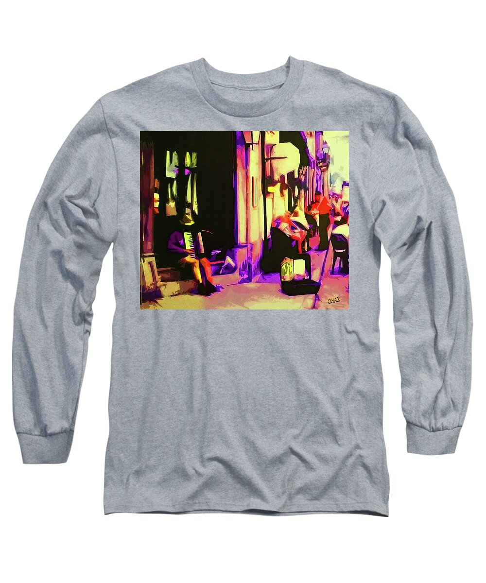 Music Long Sleeve T-Shirt featuring the painting Accordian Player 2 by CHAZ Daugherty