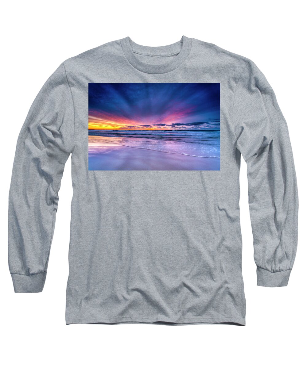 Footbridge Beach Long Sleeve T-Shirt featuring the photograph Ablaze with Brilliance by Penny Polakoff