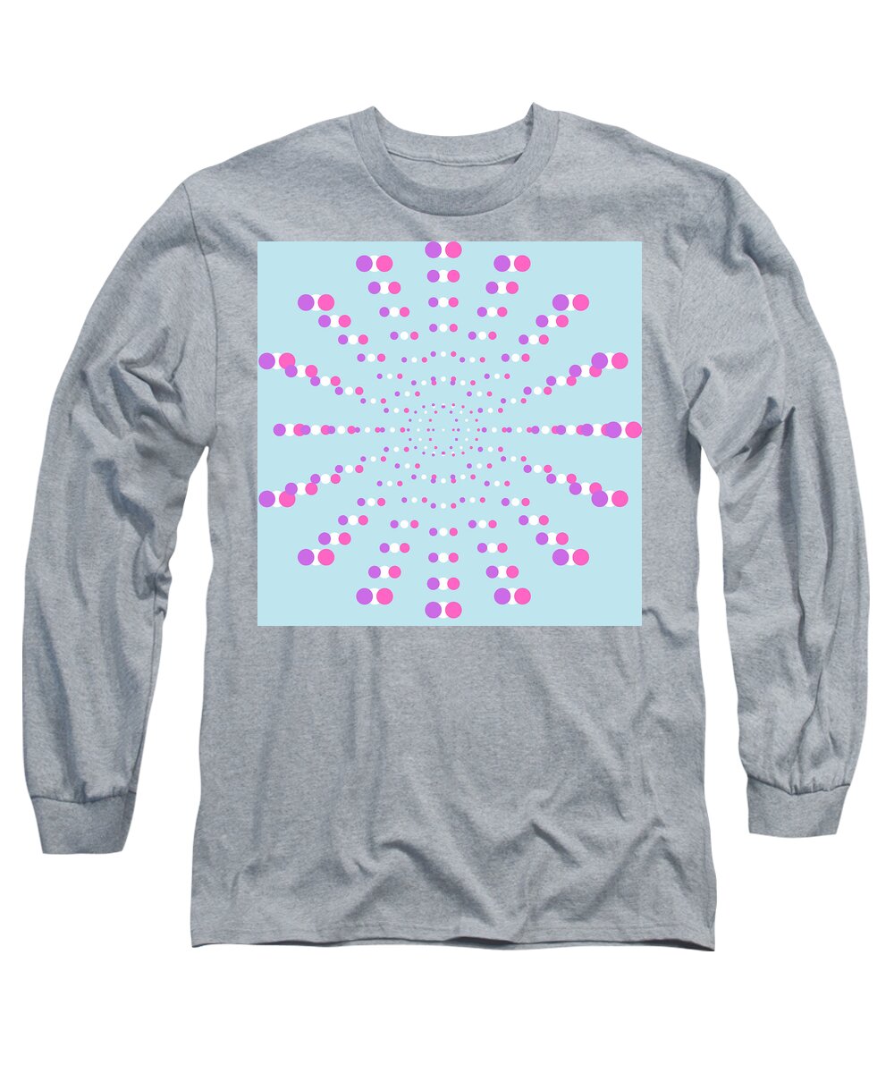 Geometric Abstract Art Long Sleeve T-Shirt featuring the digital art Abstract Geometic Art in pink, white and purple by Caterina Christakos