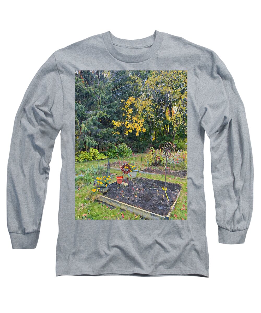 Garden Long Sleeve T-Shirt featuring the digital art After the harvest by Steve Glines