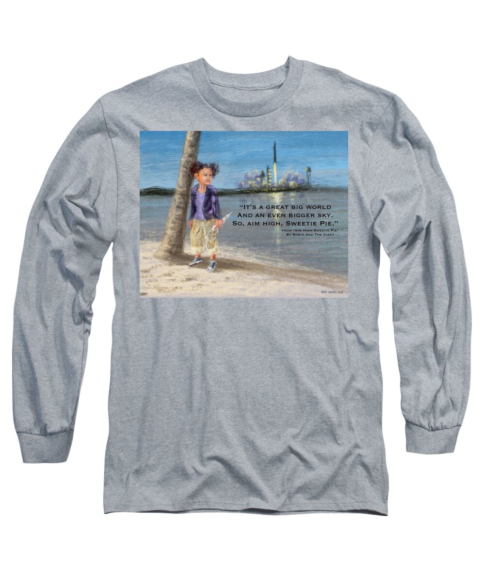 Girl Long Sleeve T-Shirt featuring the digital art Aim High Sweetie Pie 2 by Larry Whitler