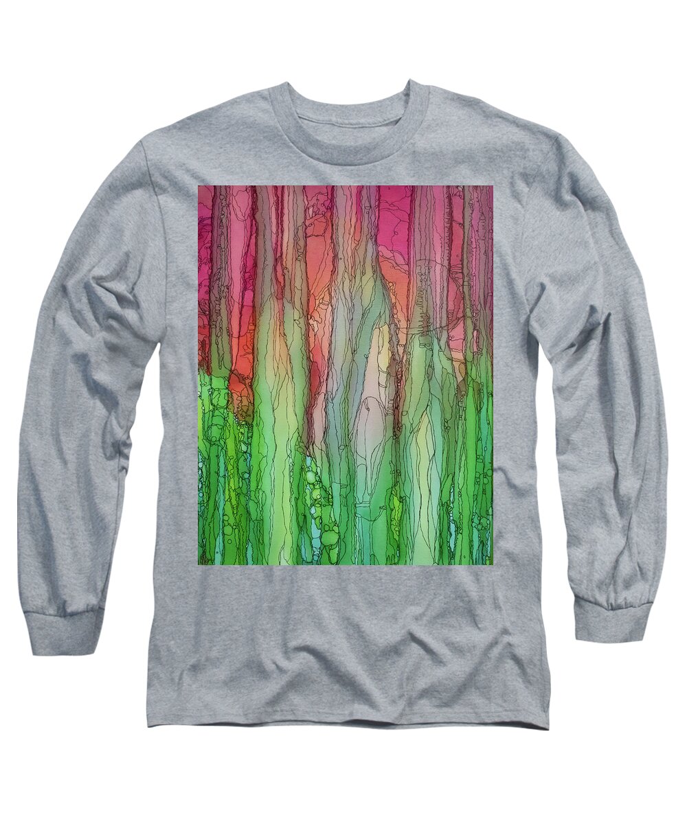 Flowers Long Sleeve T-Shirt featuring the mixed media Alcohol Flowers by Aimee Bruno