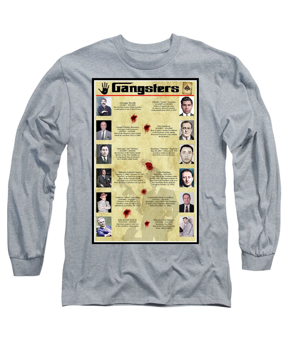 Mafia Long Sleeve T-Shirt featuring the mixed media American Gangsters by Pheasant Run Gallery