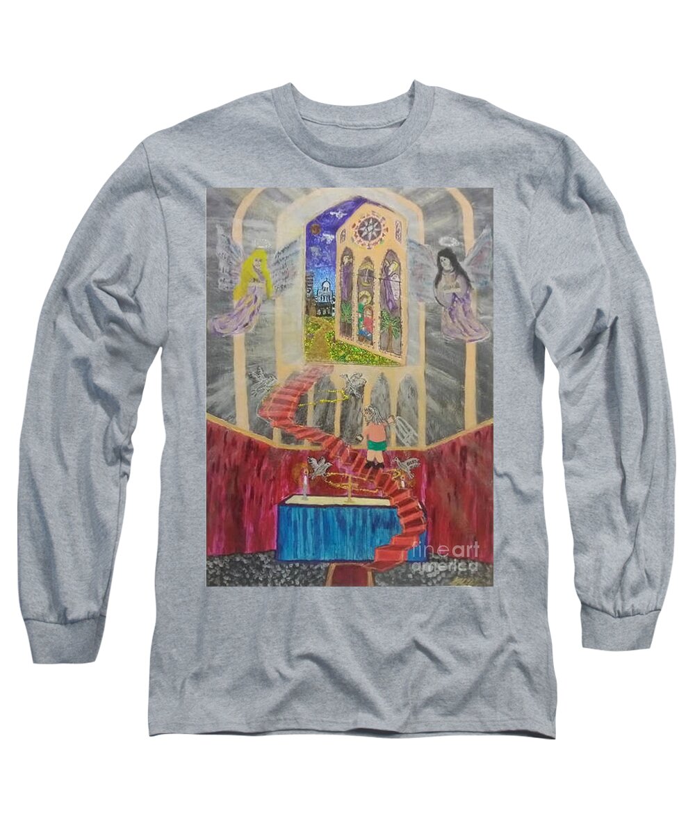 God Long Sleeve T-Shirt featuring the mixed media An Adventure Begins by David Westwood