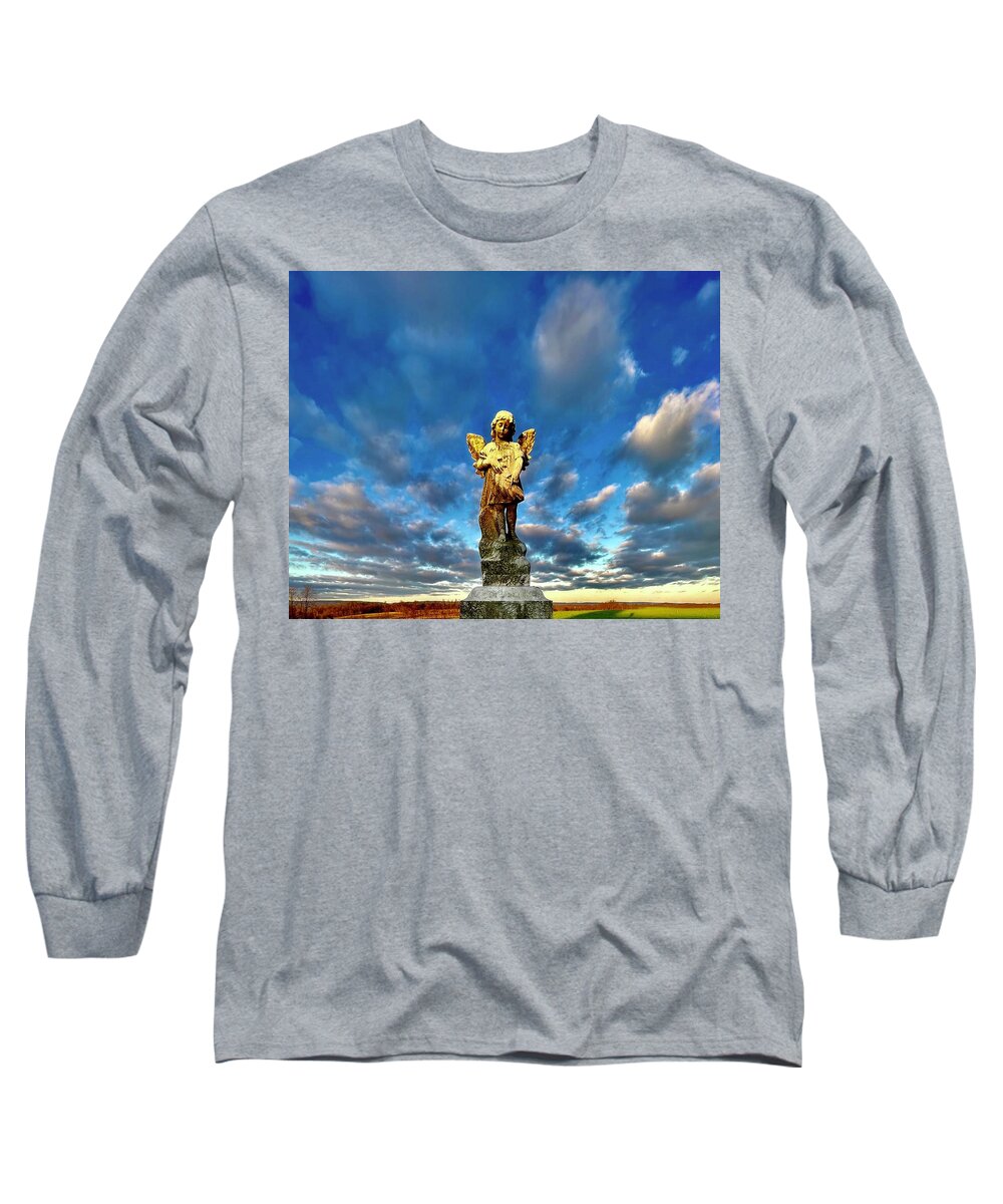 Angel Long Sleeve T-Shirt featuring the digital art Angel at Sunset by Kevyn Bashore