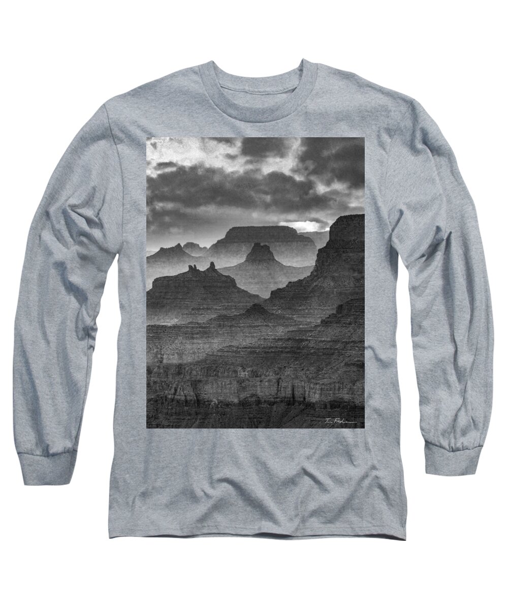 Sunrise Twilight Dawn Details Weather Sky Summer May June Arizon Long Sleeve T-Shirt featuring the photograph Angel's Gate and Zoroaster Temple from Na by Tim Fitzharris
