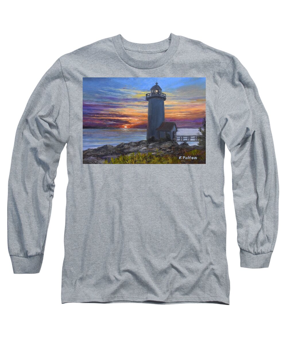 Gloucester Long Sleeve T-Shirt featuring the painting Annisquam Light Sunset by Eileen Patten Oliver
