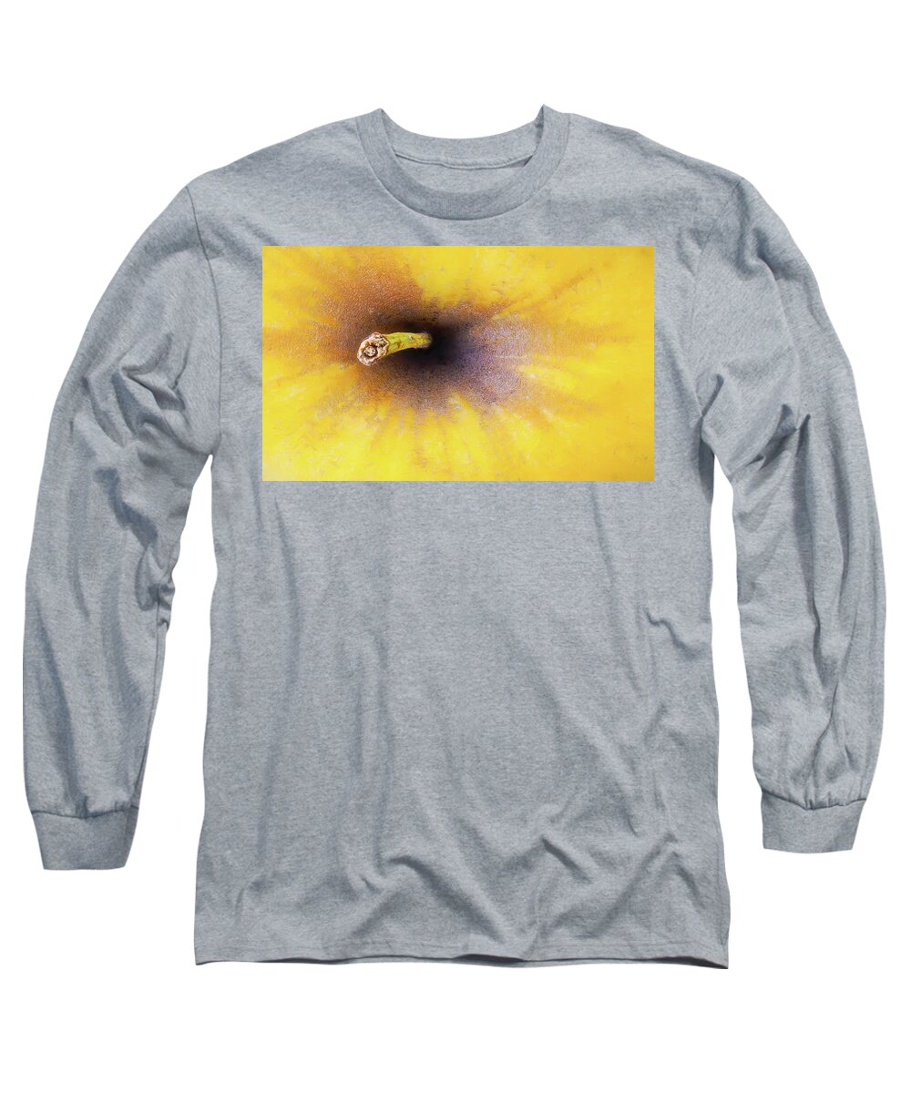 Apple Long Sleeve T-Shirt featuring the photograph Apple stem Into Black Core by Gary Slawsky