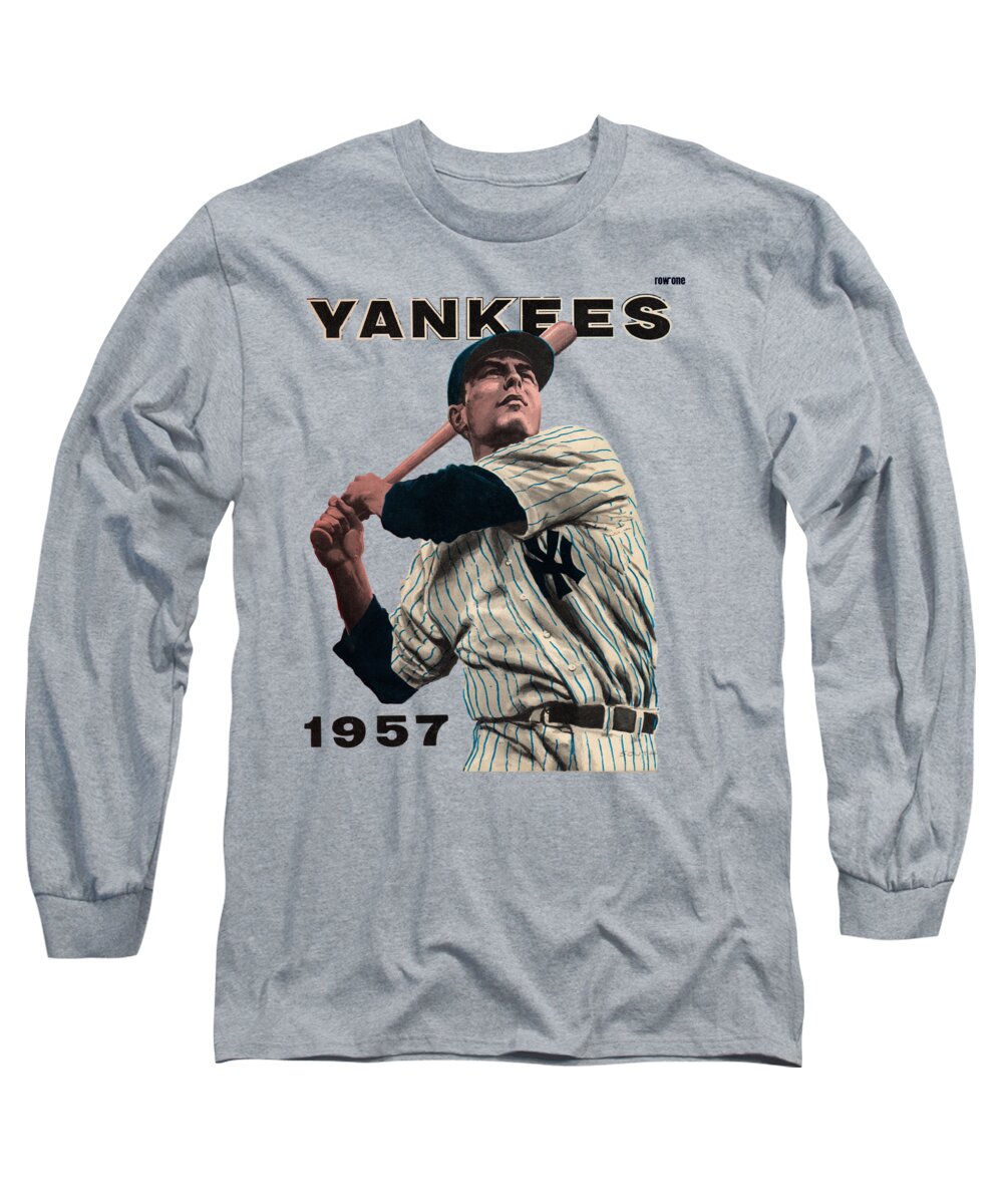 1957 New York Yankees Art Long Sleeve T-Shirt by Row One Brand - Fine Art  America