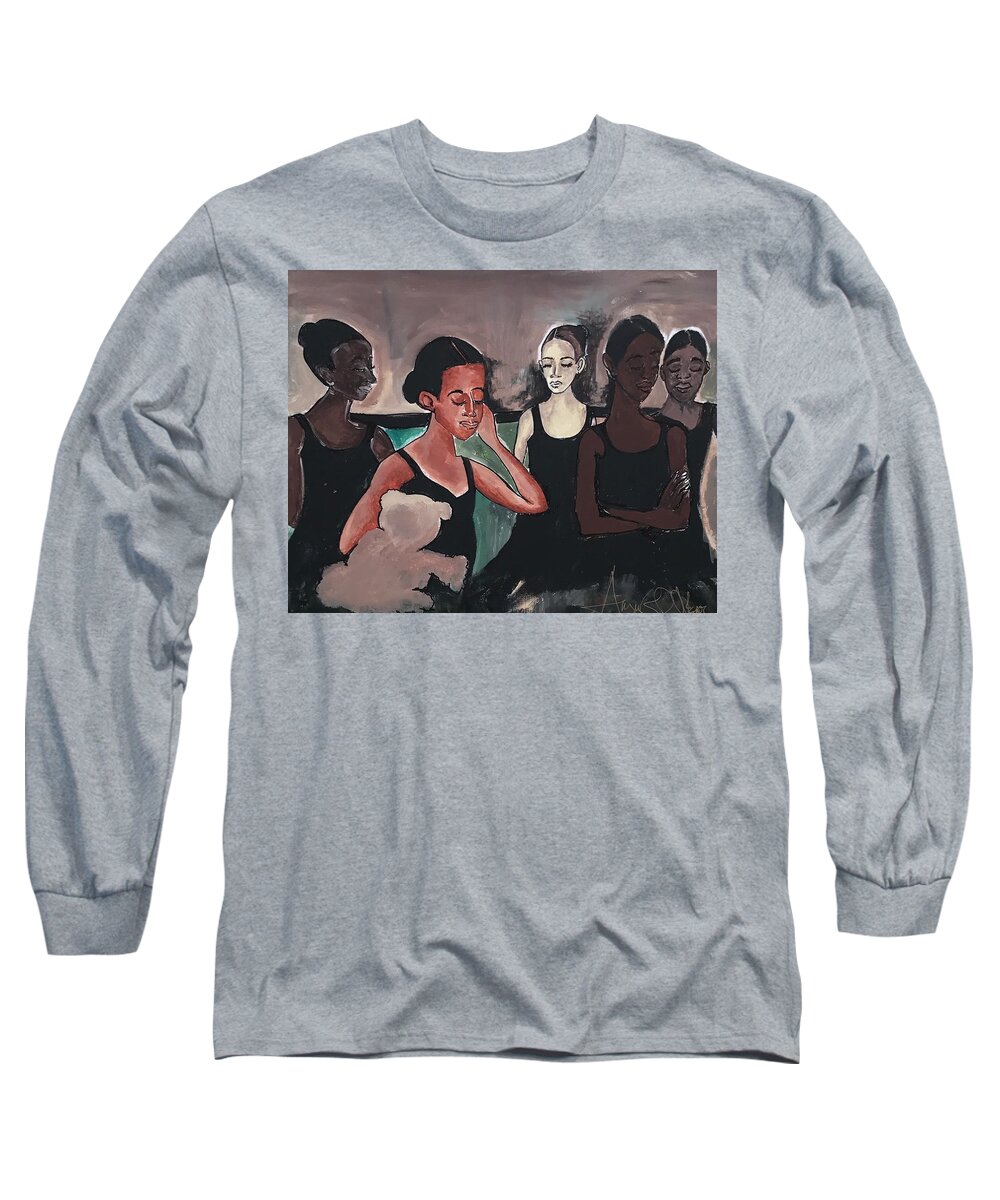  Long Sleeve T-Shirt featuring the painting Backstage by Angie ONeal