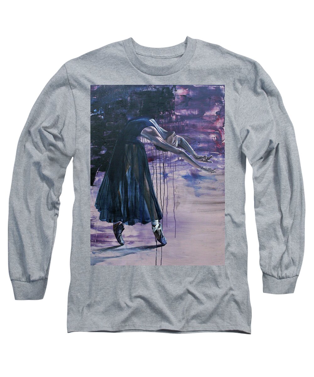Ballerina Long Sleeve T-Shirt featuring the painting Repose by Mahnoor Shah