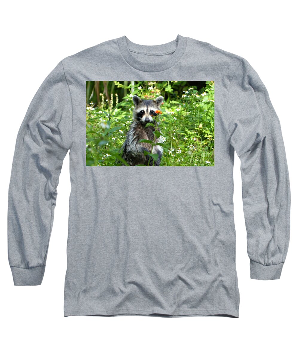 New Orleans Long Sleeve T-Shirt featuring the photograph Bandit In A Bed Of Daisies by Rosanne Licciardi