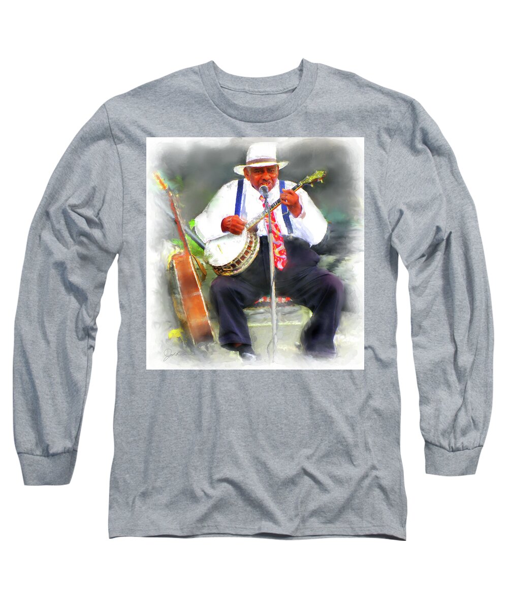 Banjo Long Sleeve T-Shirt featuring the painting Banjo Man by Joel Smith