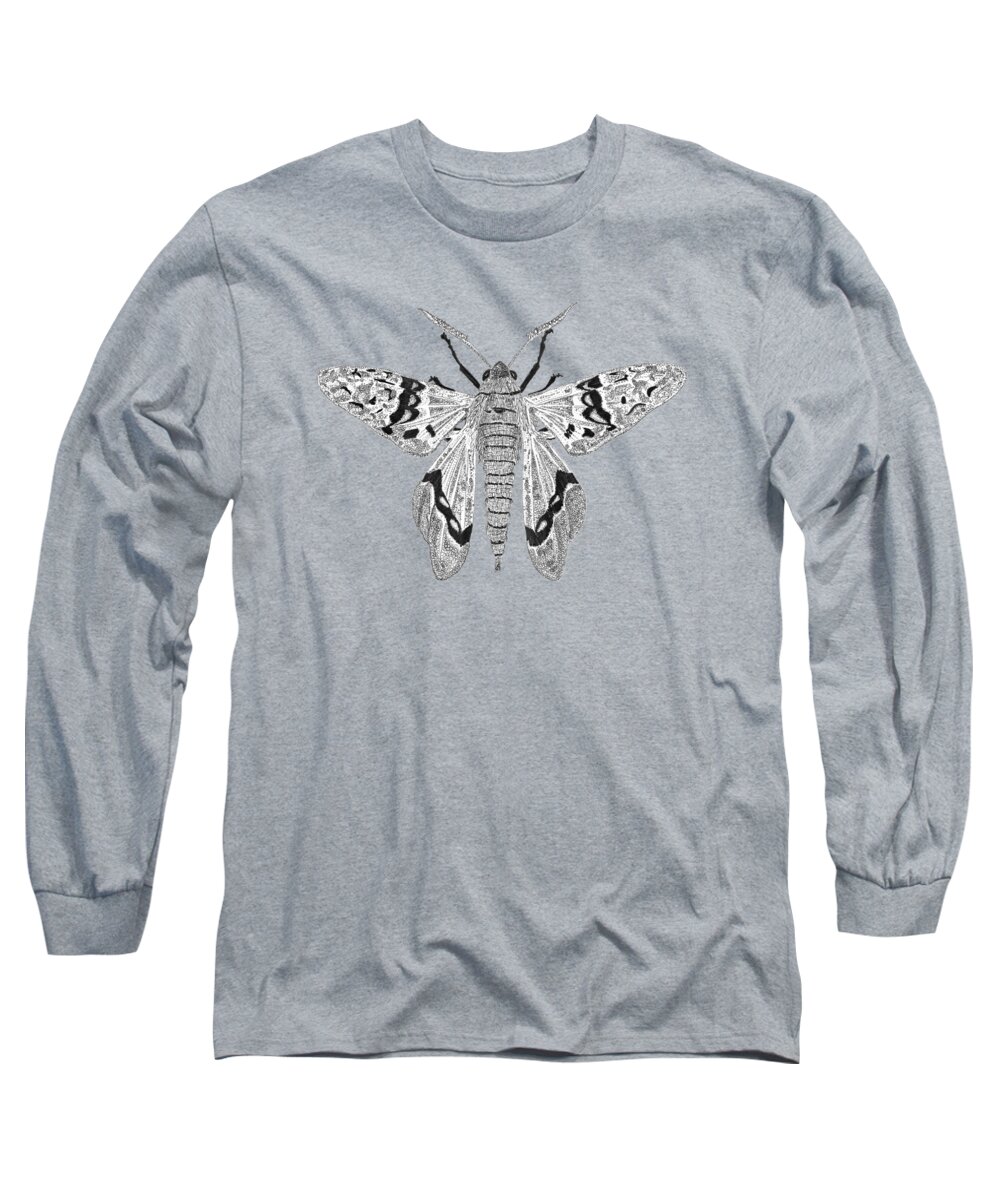 Basket Moth Long Sleeve T-Shirt featuring the drawing Basket Moth by Jenny Armitage