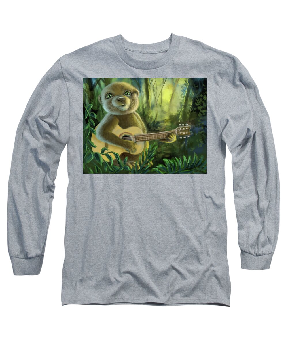 Art For Children Long Sleeve T-Shirt featuring the digital art Beaver Balladeer by Larry Whitler