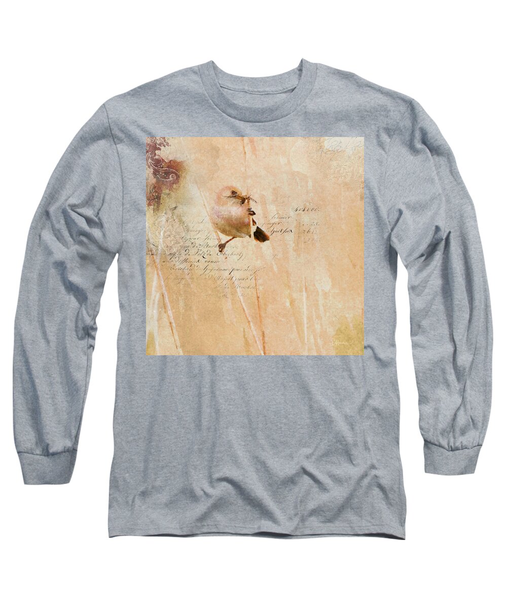 Bird Long Sleeve T-Shirt featuring the digital art Bird and Bug by Cindy Collier Harris