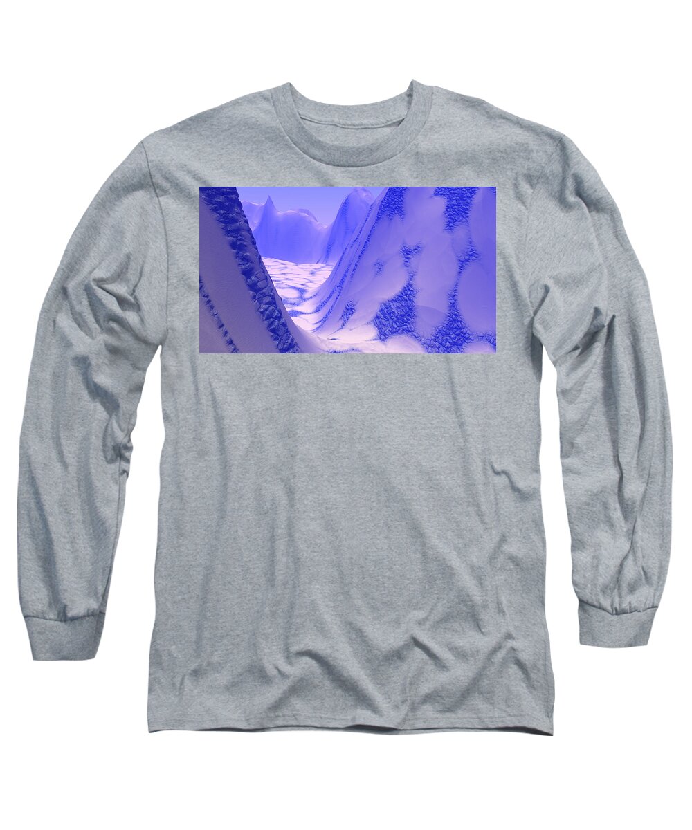 Skin Long Sleeve T-Shirt featuring the digital art Blue Reptile Planet by Bernie Sirelson