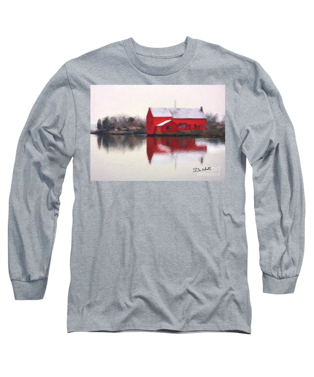 Art Long Sleeve T-Shirt featuring the painting Boathouse by Steve Mitchell