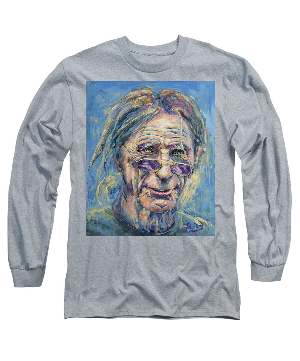 Art Long Sleeve T-Shirt featuring the painting Bobby, after a full day on the lake by Robert FERD Frank