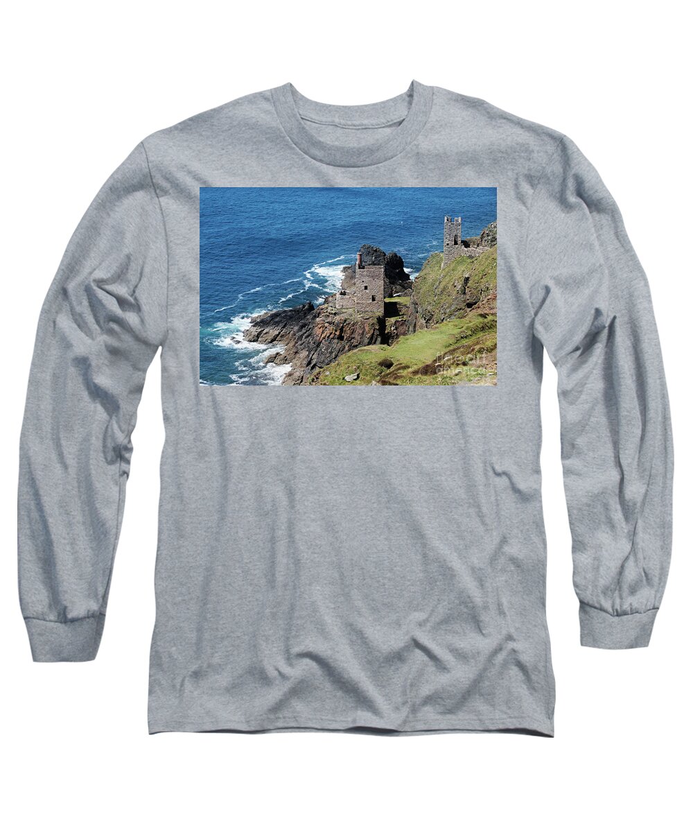 Crown Engine Houses Long Sleeve T-Shirt featuring the photograph Botallack Crown Engine Houses Cornwall by Terri Waters