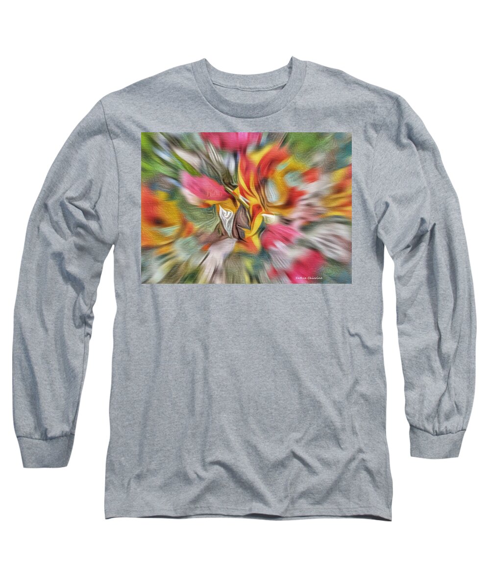 Abstract Art Long Sleeve T-Shirt featuring the digital art Bursting Through by Kathie Chicoine