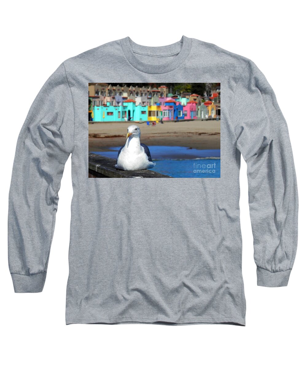 Capitola Long Sleeve T-Shirt featuring the photograph Capitola And The Seagull by Claudia Zahnd-Prezioso