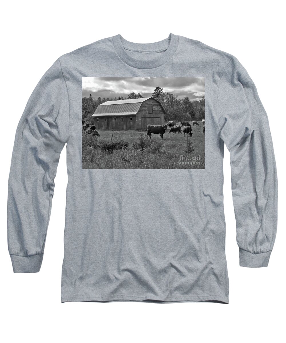 Canada Long Sleeve T-Shirt featuring the photograph Cattle Farm by Mary Mikawoz