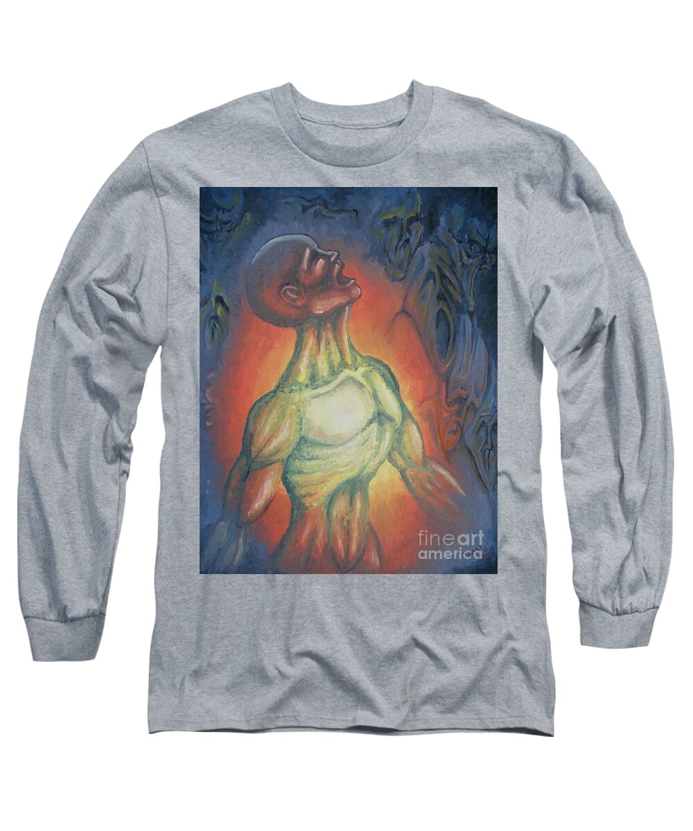Tmad Long Sleeve T-Shirt featuring the painting Center Flow by Michael TMAD Finney