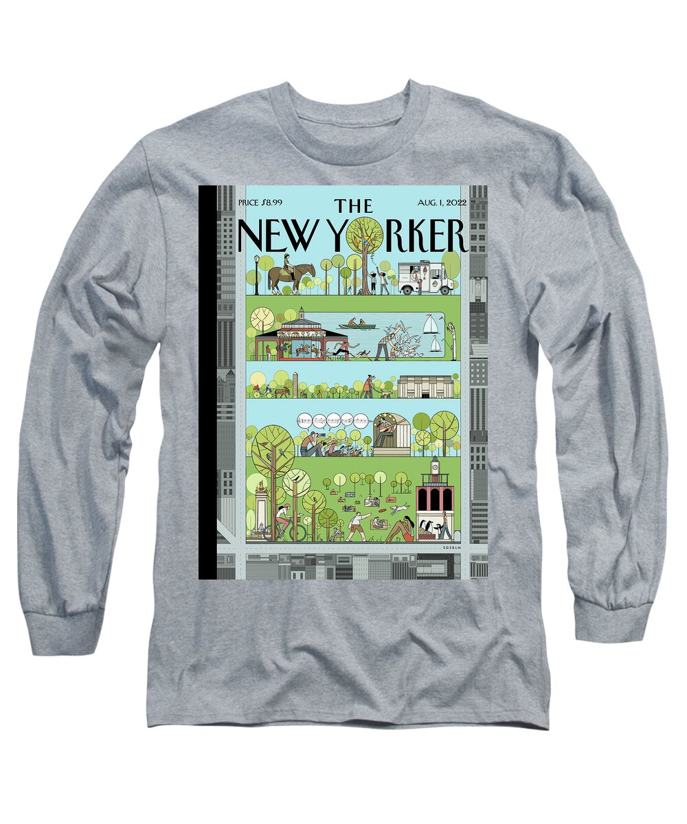 Nyc Long Sleeve T-Shirt featuring the painting Central Park Lark by Sergio Garcia Sanchez