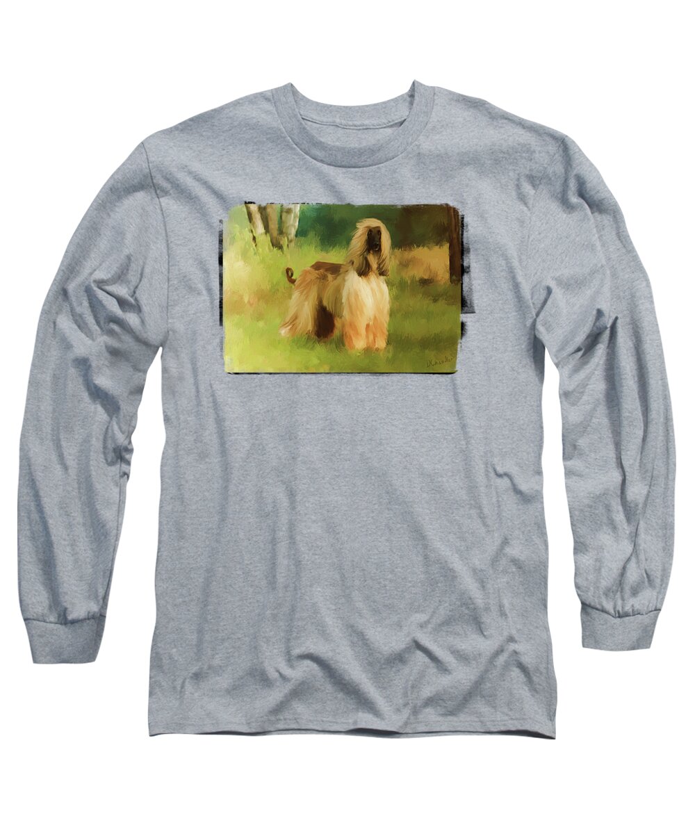 Afghan Hound Long Sleeve T-Shirt featuring the painting Chatai by Diane Chandler
