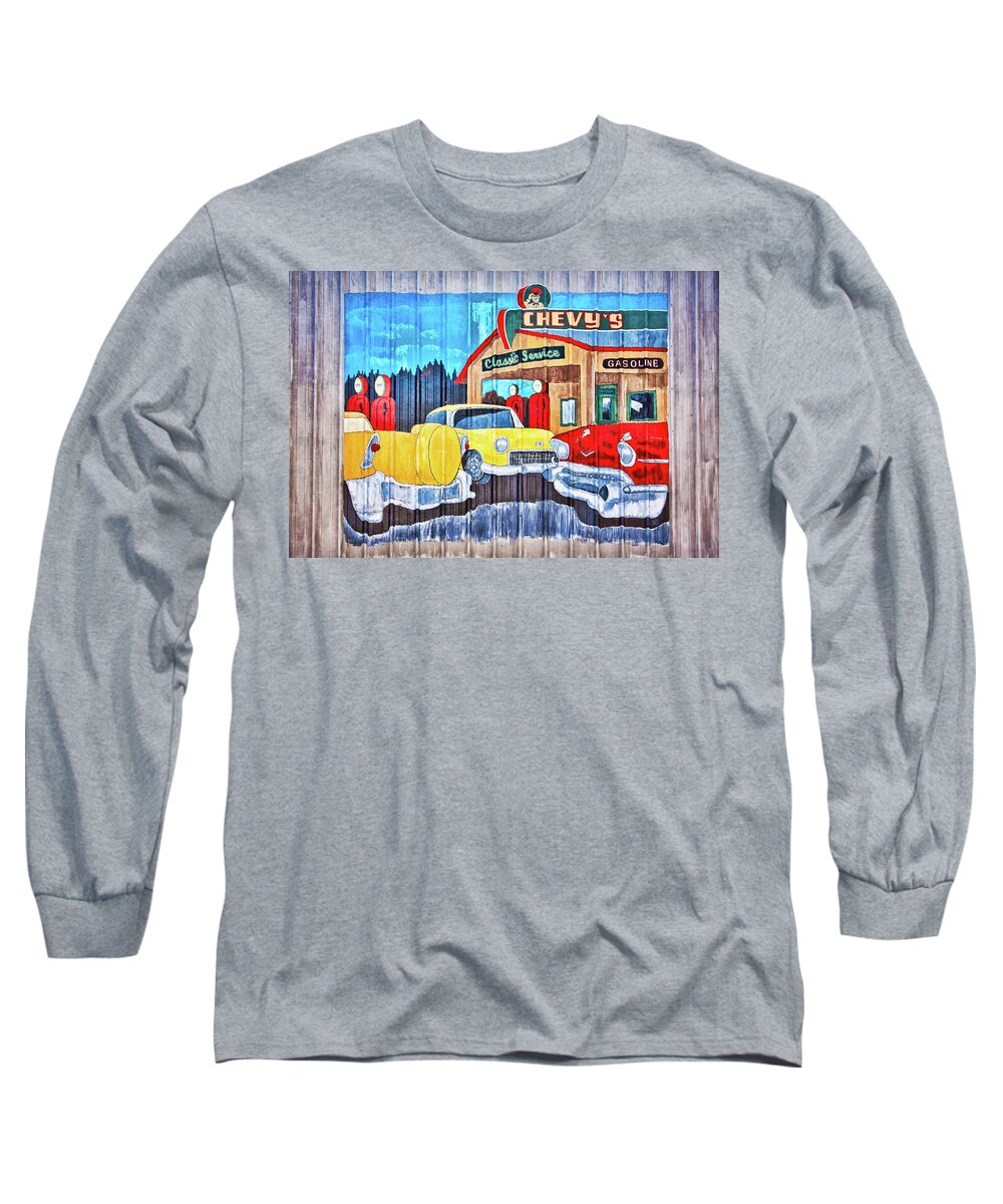 Route 66 Long Sleeve T-Shirt featuring the photograph Chevy Classic Service Route 66 by Tatiana Travelways