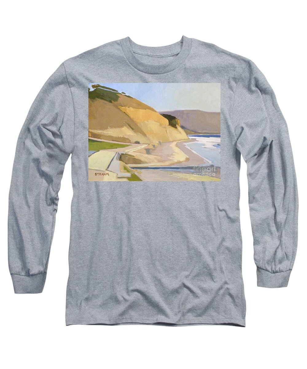 Torrey Pines State Beach Long Sleeve T-Shirt featuring the painting Cliffs of Torrey Pines State Beach by Paul Strahm