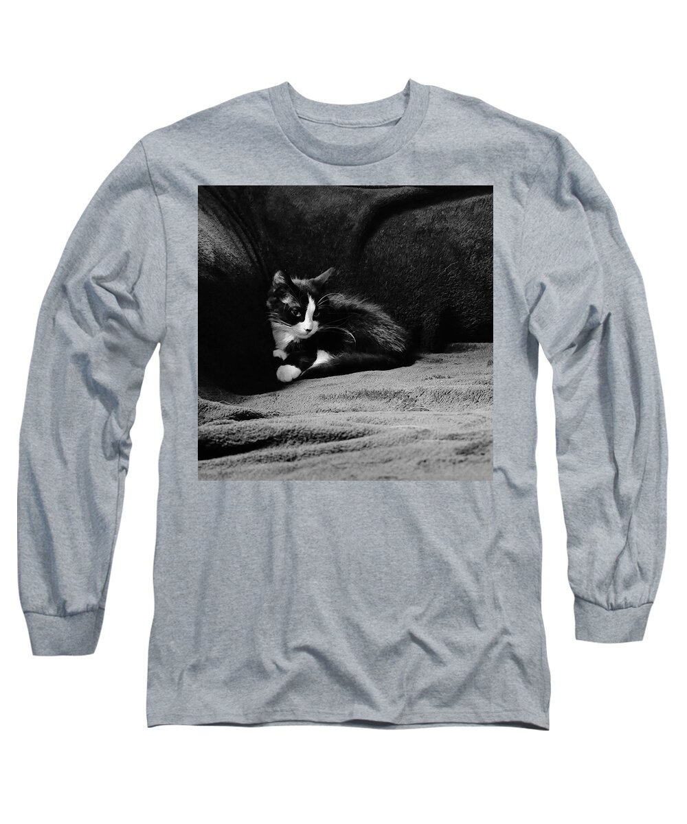 Kitten Long Sleeve T-Shirt featuring the photograph Cozy time kitty by Shalane Poole