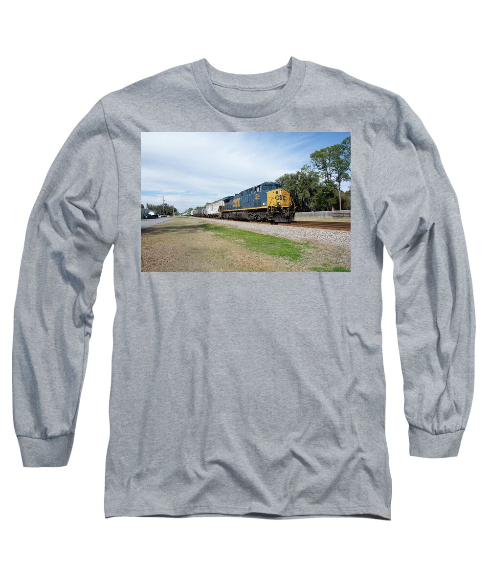 Csx Long Sleeve T-Shirt featuring the photograph CSX at Folkston, GA by John Black
