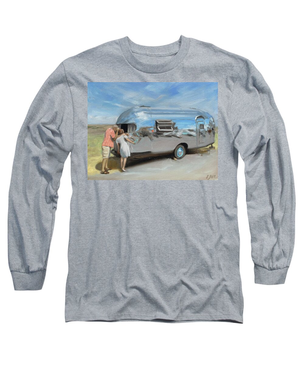 Airstream Long Sleeve T-Shirt featuring the painting Curiosity by Elizabeth Jose