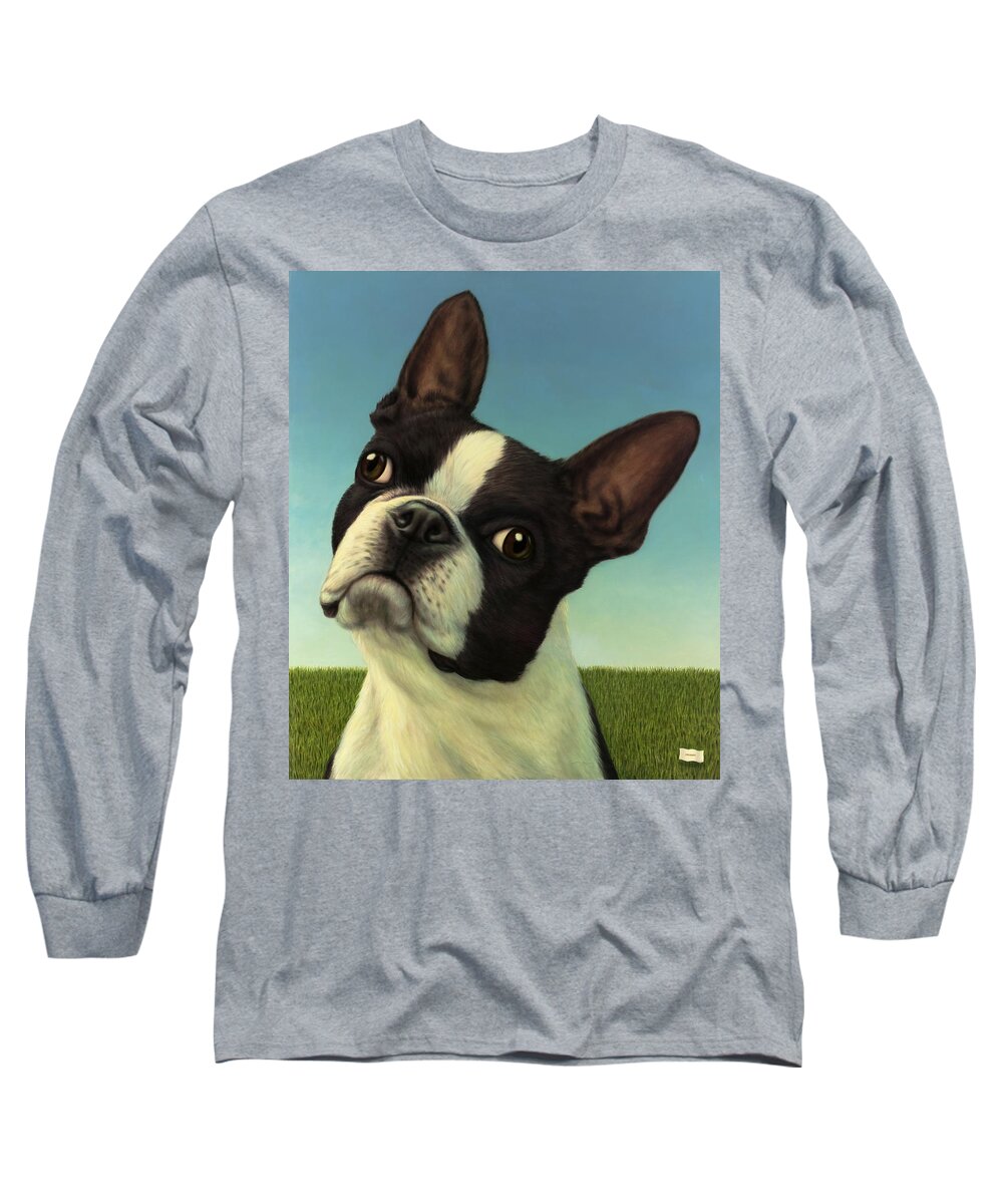 Dog Long Sleeve T-Shirt featuring the painting Dog-Nature 4 by James W Johnson