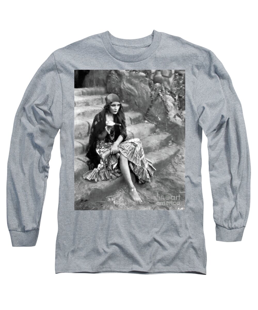 Dolores Del Rio Long Sleeve T-Shirt featuring the photograph Dolores Del Rio Revenge 1928 by Sad Hill - Bizarre Los Angeles Archive
