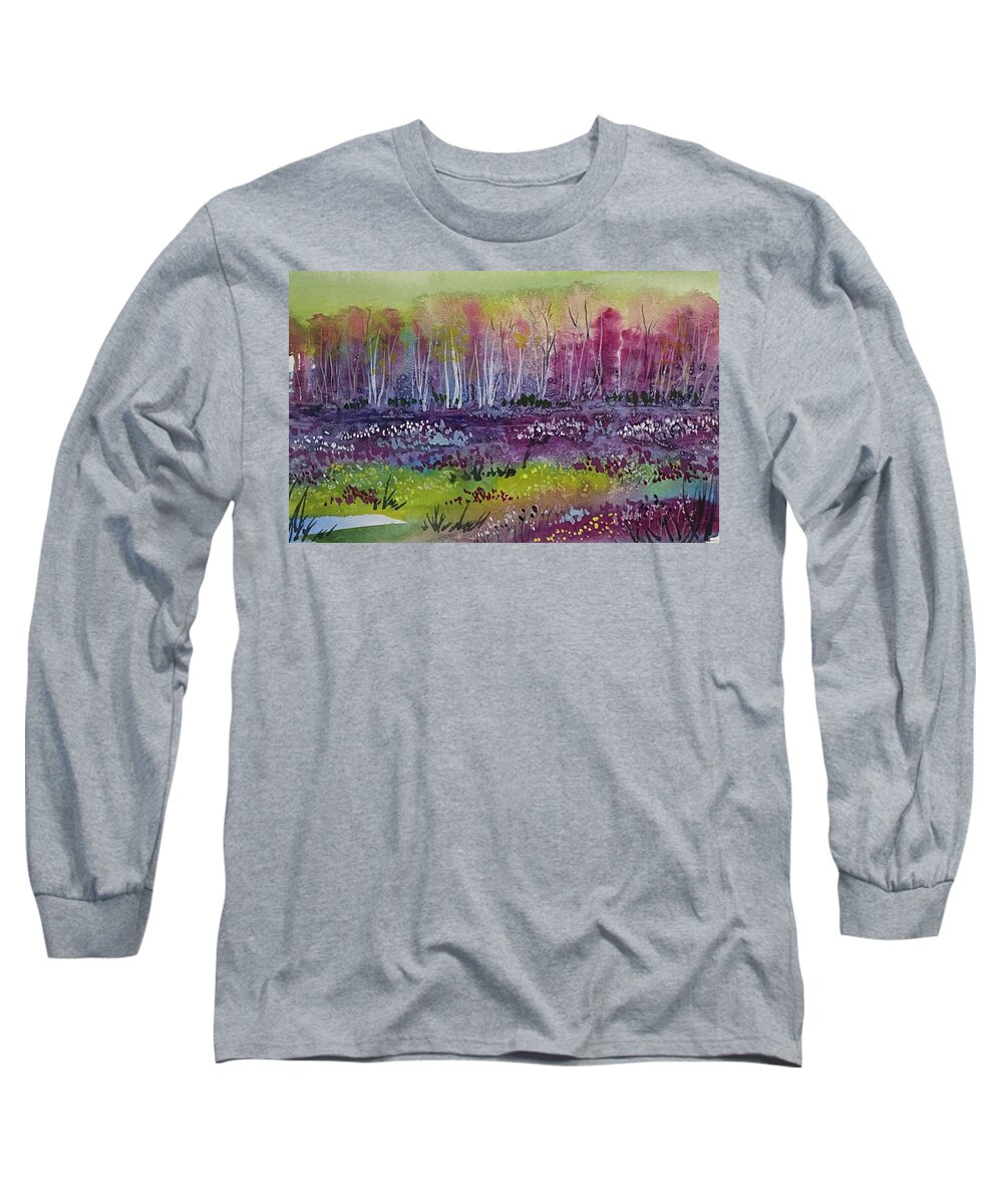 Escape To A World Of Dreams Long Sleeve T-Shirt featuring the painting DreamScape 1 by Kellie Chasse