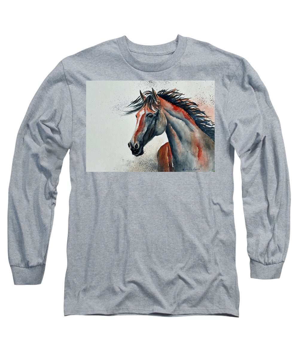 Horse Long Sleeve T-Shirt featuring the painting Dusty by Lyn DeLano