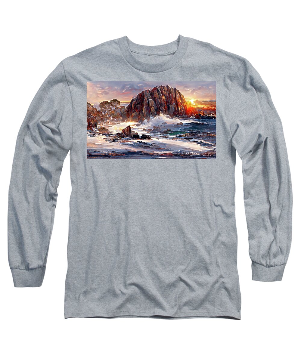  Long Sleeve T-Shirt featuring the digital art East coast Tasmanian at sunset part 2 by Armin Sabanovic