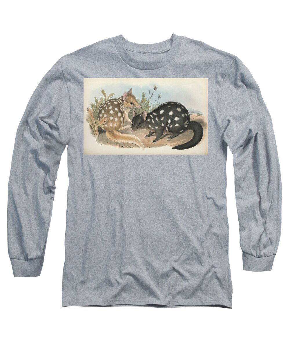 Australia Long Sleeve T-Shirt featuring the drawing Eastern Quoll by John Gould