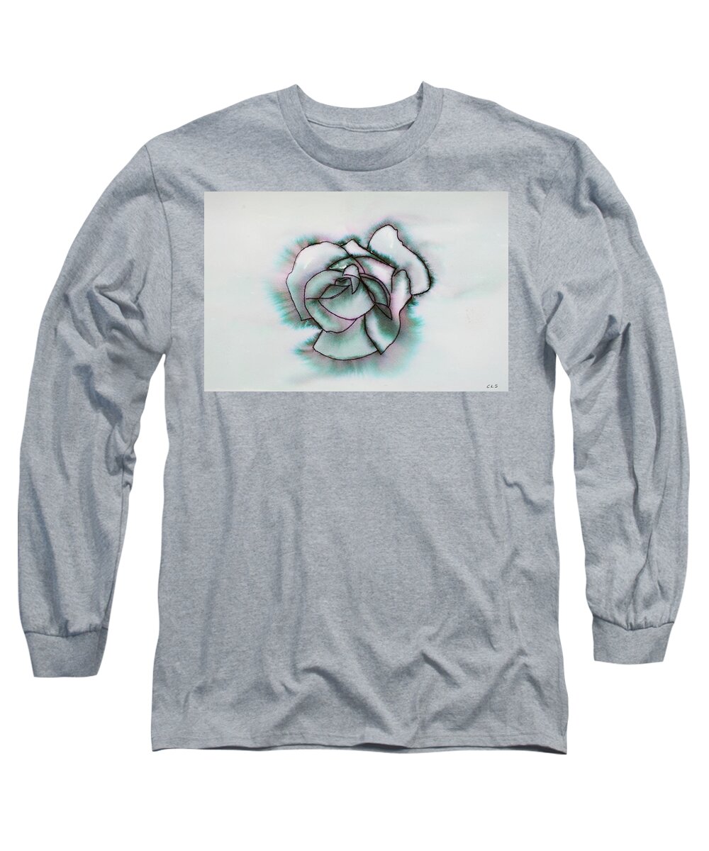 Rose Long Sleeve T-Shirt featuring the painting Elegant Rose #1 by Cynthia Schoeppel